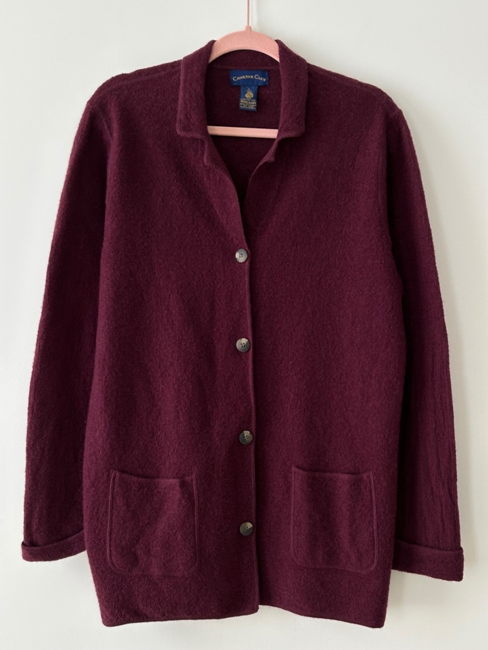 Charter Club 100% Wool Burgundy Jacket